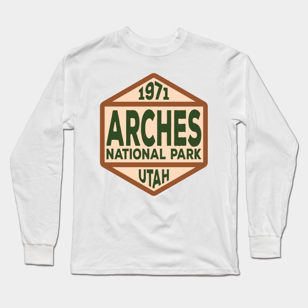 Arches National Park badge Long Sleeve T-Shirt by SlapTheWorld